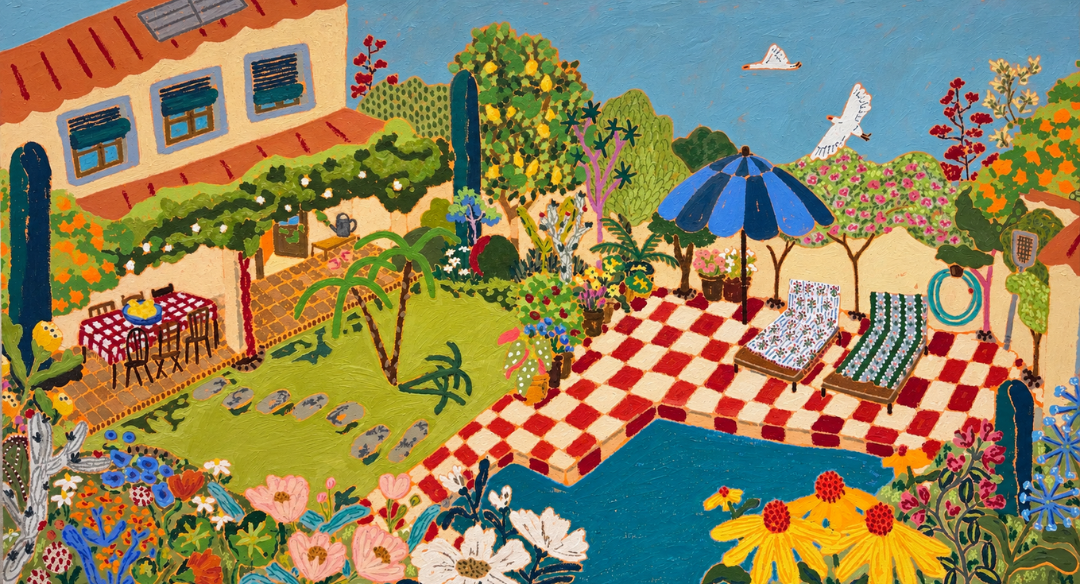 El jardín de la piscina